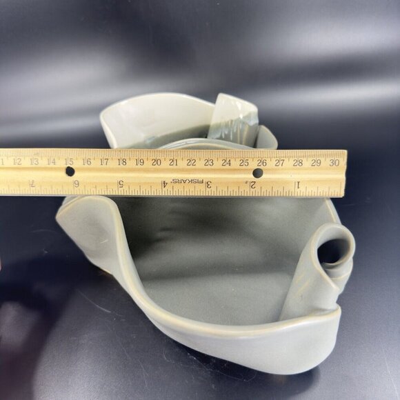 HILBORN Canada Art Pottery Chip And Dip Salsa Double Bowl Dish Signed W Spoons - Picture 3 of 16